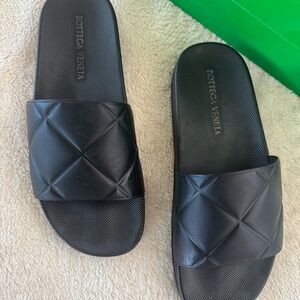 Bottega Veneta Black Quilted Slide Sandals